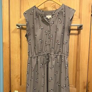 LOFT Charcoal Minimalist Floral Patterned Dress Sleeveless Sz L